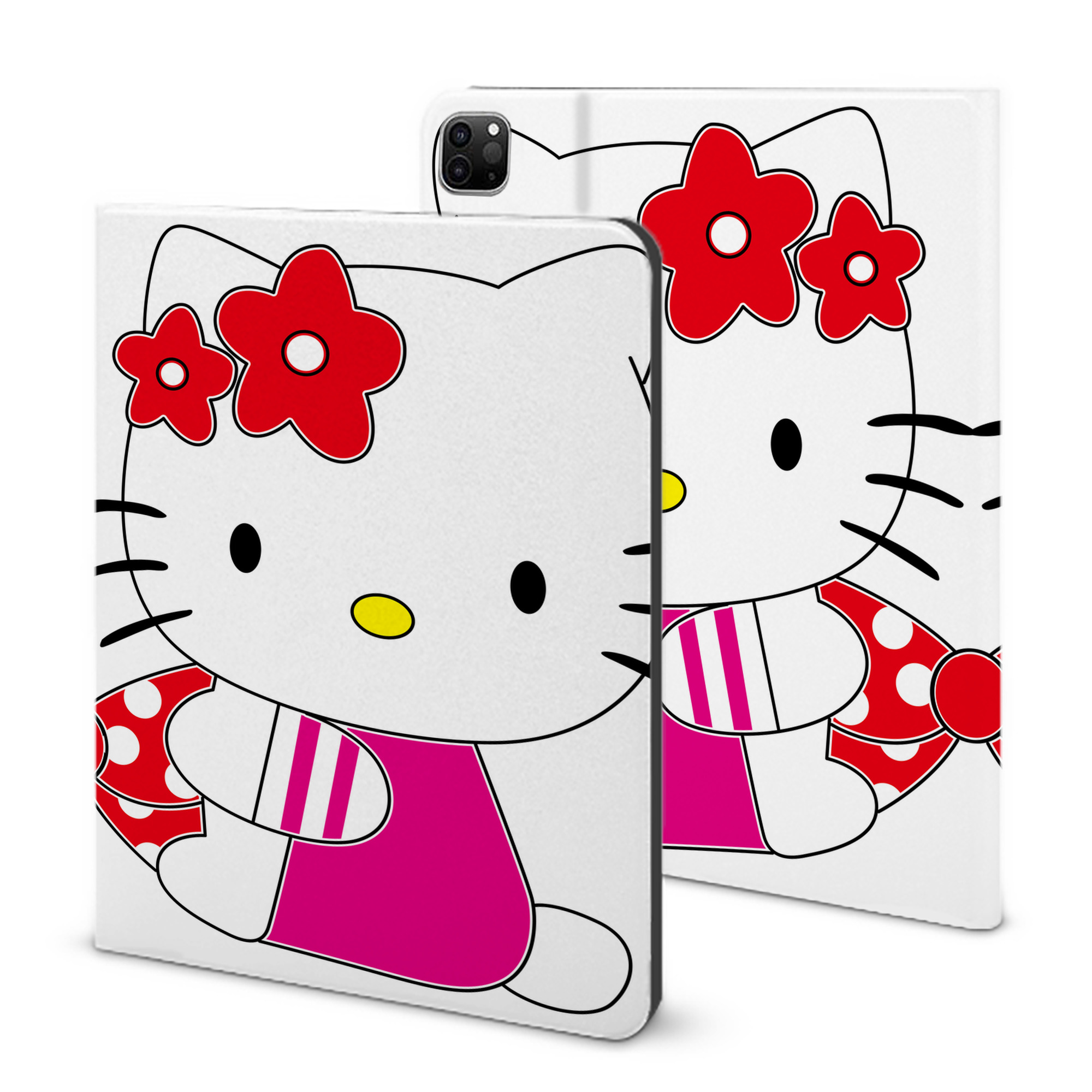 （画像用） Hello Kitty ハローキティ IPad ケース ブック型 PUレザー TPU 耐衝撃 軽量 薄型 ペン収納なし 全面保護 IPad 各モデル対応
